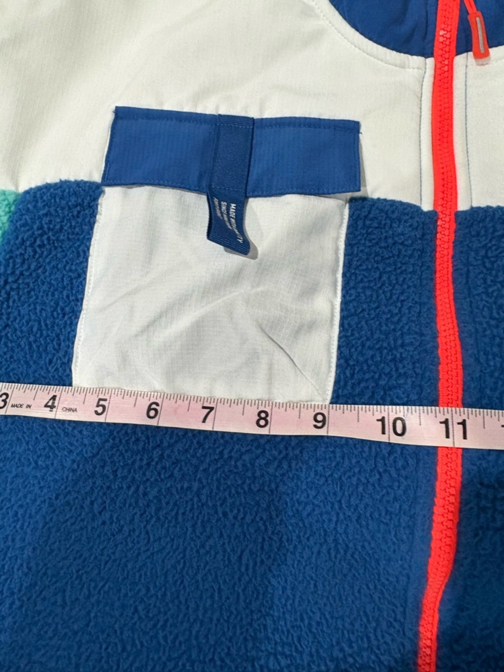 Puma Colorblock Sherpa Jacket in Teal, Navy, White & Orange - Picture 11 of 15